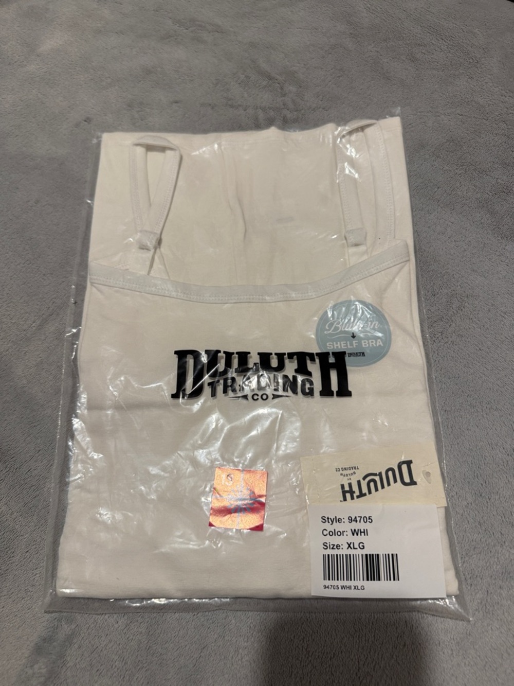 Duluth Trading Co White Logo Shelf Bra Tank